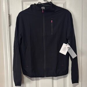 Mono B Black Long Sleeve Full Zip Running Jacket Pink Zipper Accents
